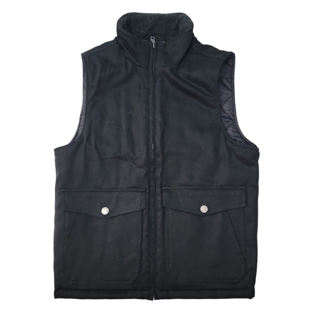 NWT WP WEATHERPROOF Men's Sherpa Collar Full-Zip Workwear Vest Black SMALL